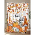 thumbnail image 4 of Orange Gnome Fall Thanksgiving Shower Curtain, Pumpkin Leaf Bathroom Decor Curtains Set with Hooks, White Waterproof Fabric Home Accessories， Stall 48 X 72 Inch, 4 of 6