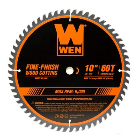 WEN 10-Inch 60-Tooth Fine-Finish Professional Woodworking Saw Blade for Miter Saws and Table Saws, (Best 10 Inch Saw Blade)