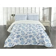 thumbnail image 3 of Ambesonne Spring Quilted Bedspread Set 3 Pcs, Watercolor Roses Buds, Queen Size, Pale Blue and White, 3 of 5