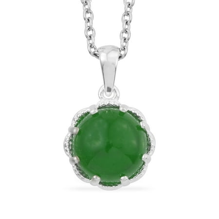 - Green Jade Pendant Necklace for Women in Sterling Silver 20