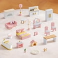 thumbnail image 2 of ROBUD 28pcs Wooden Dollhouse Furniture Set Accessories Pretend Play Toys Gift for Girls Boys & Toddlers 3+,Pink, 2 of 10