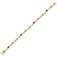 thumbnail image 2 of Gem Stone King 18K Yellow Gold Plated Silver Pink Lab Grown Diamond and Red RubyBracelet for Women (2.67 Cttw, Gemstone April Birthstone, Round 4MM, 7.5 inch), 2 of 6
