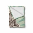 thumbnail image 2 of Mandala Soft Flannel Fleece Throw Blanket, Middle Eastern Hand Motif with Stripes Background Floral Design, Cozy Plush for Indoor and Outdoor Use, 50" x 70", Pale Green Brown, by Ambesonne, 2 of 6