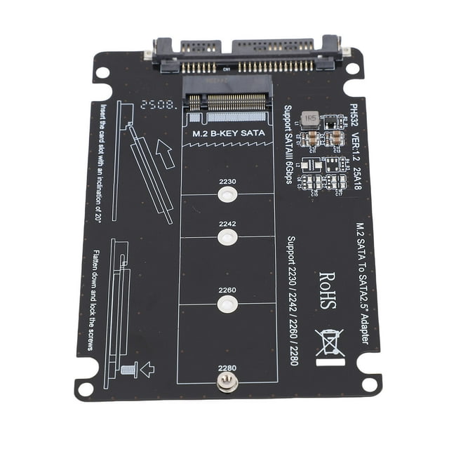 M.2 NGFF MSATA B Key SSD To Serial ATA Adapter, Stable Transfer Easy Install M.2 To 2.5 Inch Serial ATA Enclosure Adapter for 2230 2242 2260 2280 SSD