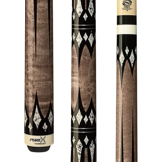 Pure X HXT65 Low Deflection Pool Cue - Antique Stain with Black & White Points, Wrapless Handle, 19oz