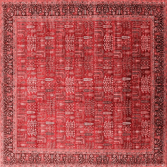 Ahgly Company Indoor Square Oriental Red Industrial Area Rugs, 6' Square