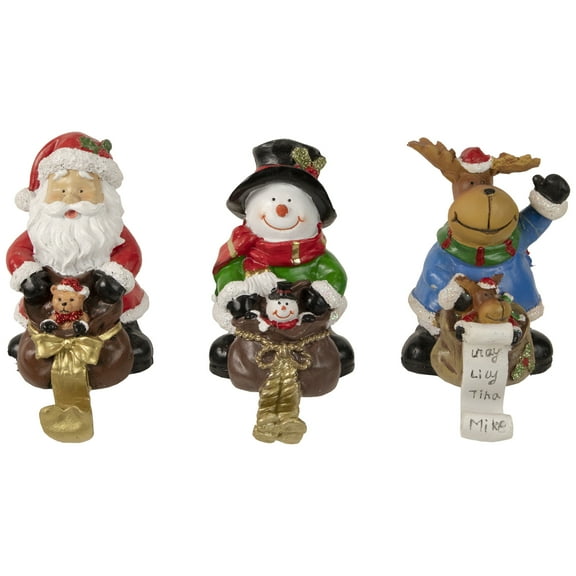 Northlight Santa, Snowman and Reindeer Christmas Stocking Holders - 5.25" - Set of 3