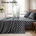 thumbnail image 4 of Lux Decor Queen Bed Sheets Set 4 Piece - Quatrefoil Pattern, Ultra Soft Polyester Sheet Deep Pocket Fit, Wrinkle Free, Breathable & Fade Resistant OEKO-TEX Certified, Black, 4 of 11