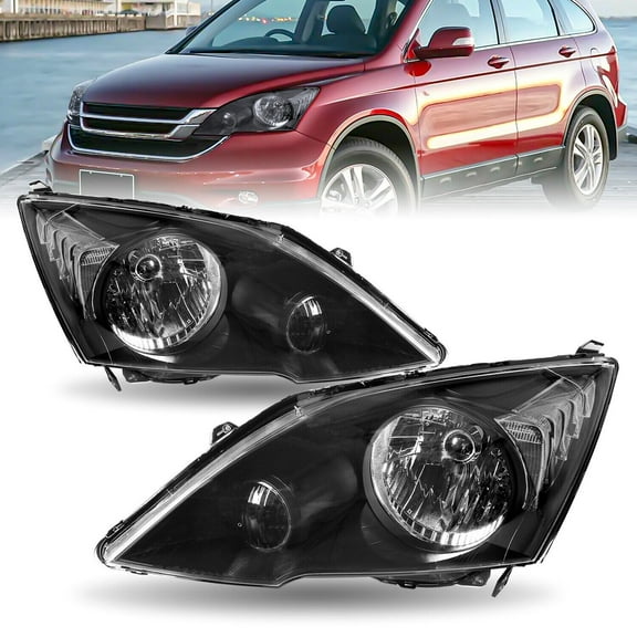 For 2007-2011 Honda CRV CR-V EX LX Black Headlights Assembly Clear Corner Lamps
