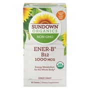 Sundown Organics Ener-B, B-12 1000mcg, 100% Non-GMO, 30 Tablets