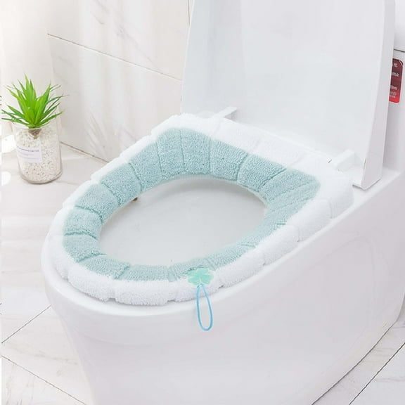 1 Pcs Toilet Seat Cover Washable for Bathroom Elongated Toilet Seat Cushion Pads Soft Stretchable Toilet Seat Warmer Thicker Easy Installation Commode Seat Cover Decors,(Flat)