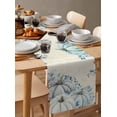 thumbnail image 6 of Sky Blue Fall Burlap-Cotton Table Runner 120 Inches Long,Thanksgiving Eucalyptus White Pumpkins Retro Newspaper Table Runners,Outdoor Dining Tablecloths for Baby Shower Party Wedding 13x120, 6 of 9