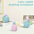 thumbnail image 3 of Gaiwos Easter Resin Bunny Statues Holding Colorful Easter Eggs Decorated with Artificial Diamonds, Gymnastics Sports Rabbit Figurines for Holiday Party Dinner Tabletopper Decor, 5 in, 3 of 5