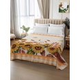 thumbnail image 3 of Twin XL Flat Sheet Only Vintage Fall Sunflowers on Linen Soft Microfiber Cooling Bedding Sheets Orange White Plaid Flat Bed Sheet for Hotel,Home Decor, 3 of 9