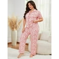 thumbnail image 5 of ebukurty Plus Size Pajama Sets for Women 2 Piece Short Sleeve Heart Print Soft Valentines Day Pajamas, Sizes 1XL-4XL, 5 of 7