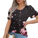 thumbnail image 1 of Fiudx Ofertas Flash Del Día Solo En Línea Top Estampado con Cuello Redondo y Manga Corta Informal para Mujer a La Moda, 1 of 6