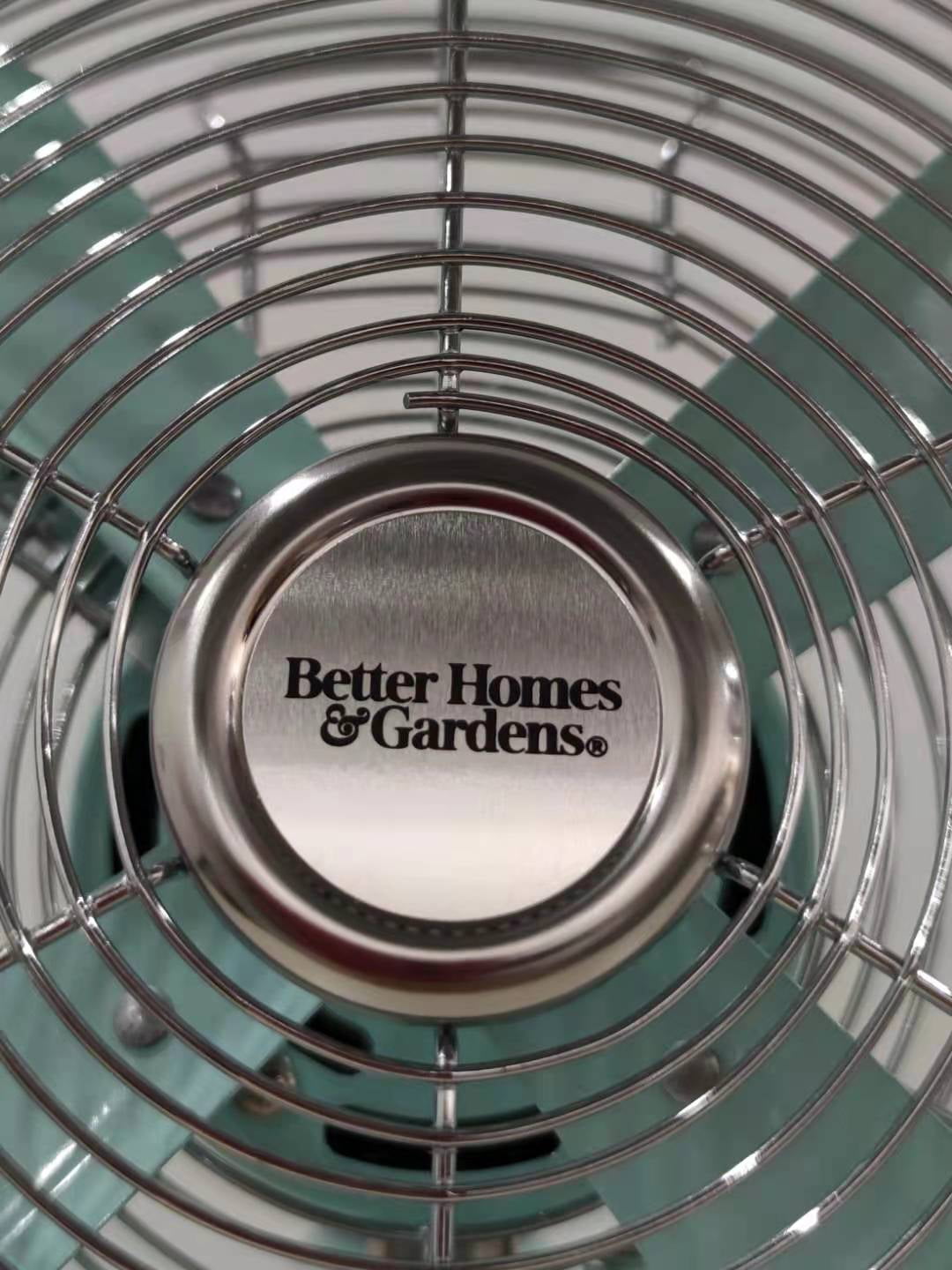 Better Homes & Gardens 8" 3-Speed Mint Retro Metal Tiltable-Head Oscillating New Table Fan