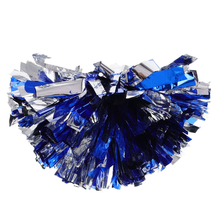 FRCOLOR Blue and White Metallic Foil Cheerleading Poms Cheerleader