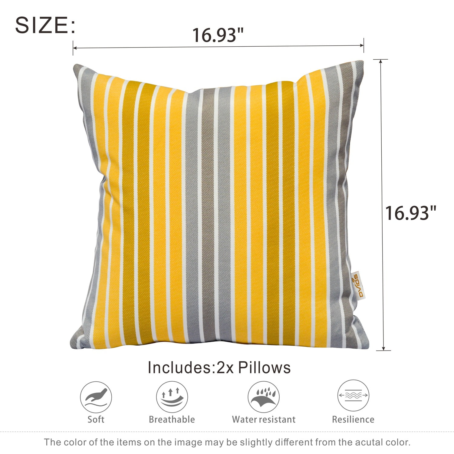 Ovios Indoor Outdoor Throw Pillows Set of 2 with Inserts Patio Furniture  Pillows Includes Pillow Core and Pillowcase, Decorative Pillows for Bed
