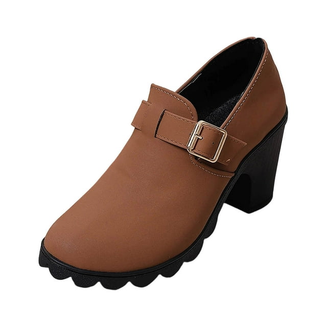 RXMEKW Bottes d'Automne pour Femmes, Bottes à Talons Hauts à Boucle Métallique