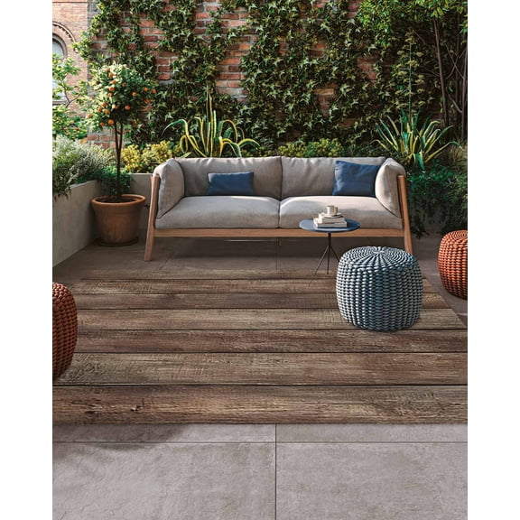 Brown Wood Grain Outdoor Rug, Realistic Wooden Board Texture Farmhouses Large Outdoor Patio Area Rugs Non Slip Outside Floor Mat Carpet for Backyard/Deck/Porch/Balcony, 4x6 ft