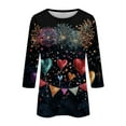thumbnail image 4 of Ladies Tops And Blouses New Years Outfits Women Casual 3/4 Sleeve Round Neck 2025 New Year Printed Graphic Plus Size Tops Women'S Clothing, 4 of 5