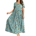 thumbnail image 1 of Bellella Robes Maxi pour Femmes Col Rond Longue Robe Imprimé Floral Robe d'Été Aguichant Manches Courtes Image de Vacances Couleur 6 m, 1 of 3