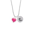 thumbnail image 2 of Delight Jewelry Silvertone Hot Pink Giraffe Print Heart Silvertone Script Initial Disc - Q - Charm Necklace, 20"+3", 2 of 4
