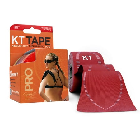 KT Tape Pro Ultra-Breathable Synthetic Kinesiology Tape, Rage Red, 20 Precut Strips