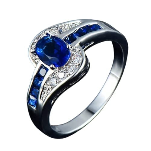 HeartsAndYou 4ct Natural Sapphire Engagement Ring 14k Solid White Gold Classic Solitaire