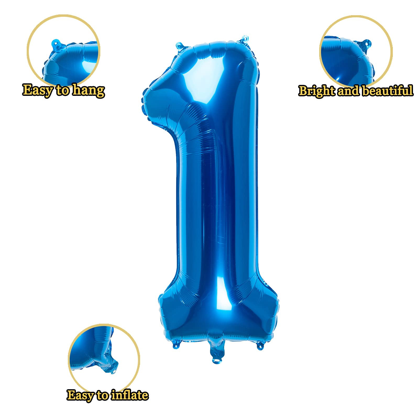 32 Inch Blue Number 1 Balloons Foil Ballon Digital Birthday Party Decoration Supplies (Blue Number 1 Balloon) pic