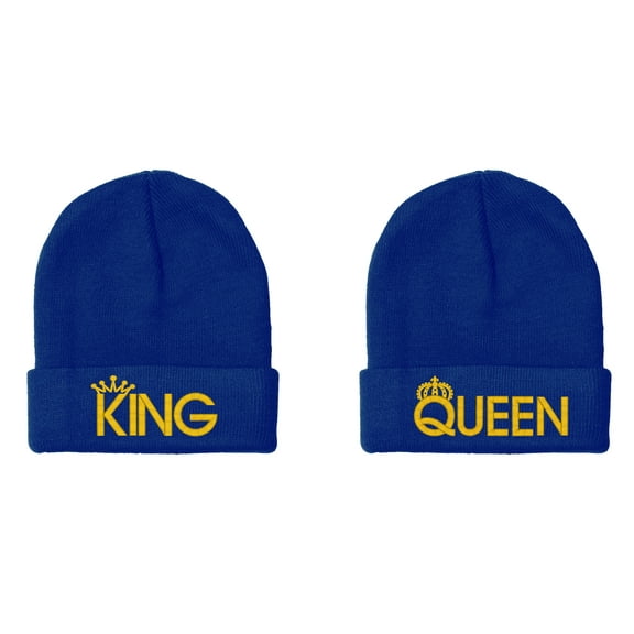 Embroidered KING and QUEEN Couple Matching 2 in one order Logo Hat-EM-0040-Navy
