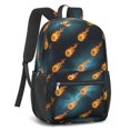 thumbnail image 2 of Basketball and Meteor Teal Pattern 17" Waterproof Oxford School Backpacks for Teens, S-Shape Padded Straps, for School, Travel, Hiking, Camping, 2 of 5
