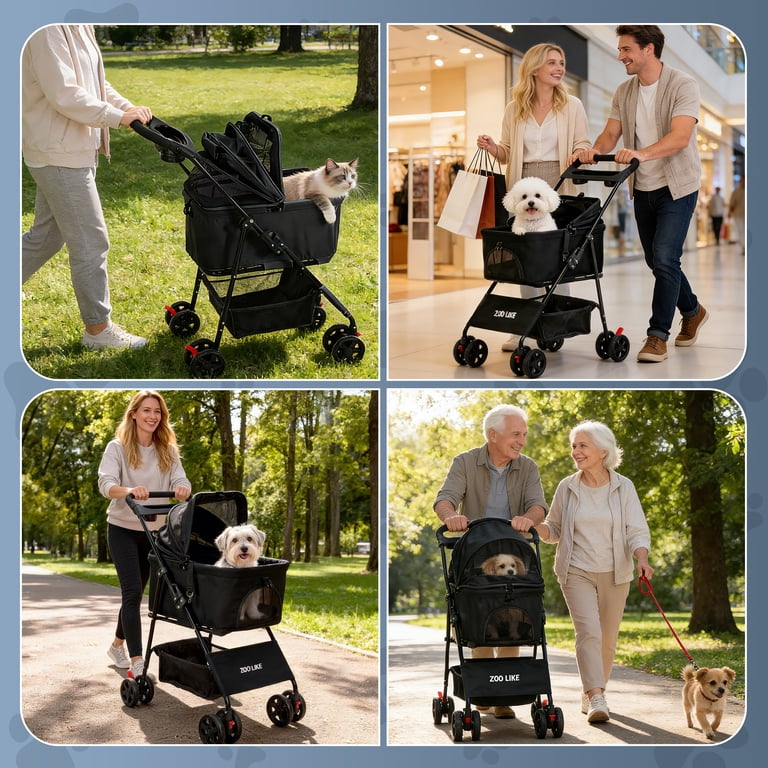 Zoolike 3-in-1 Pet Stroller with Detachable Carrier photo 2