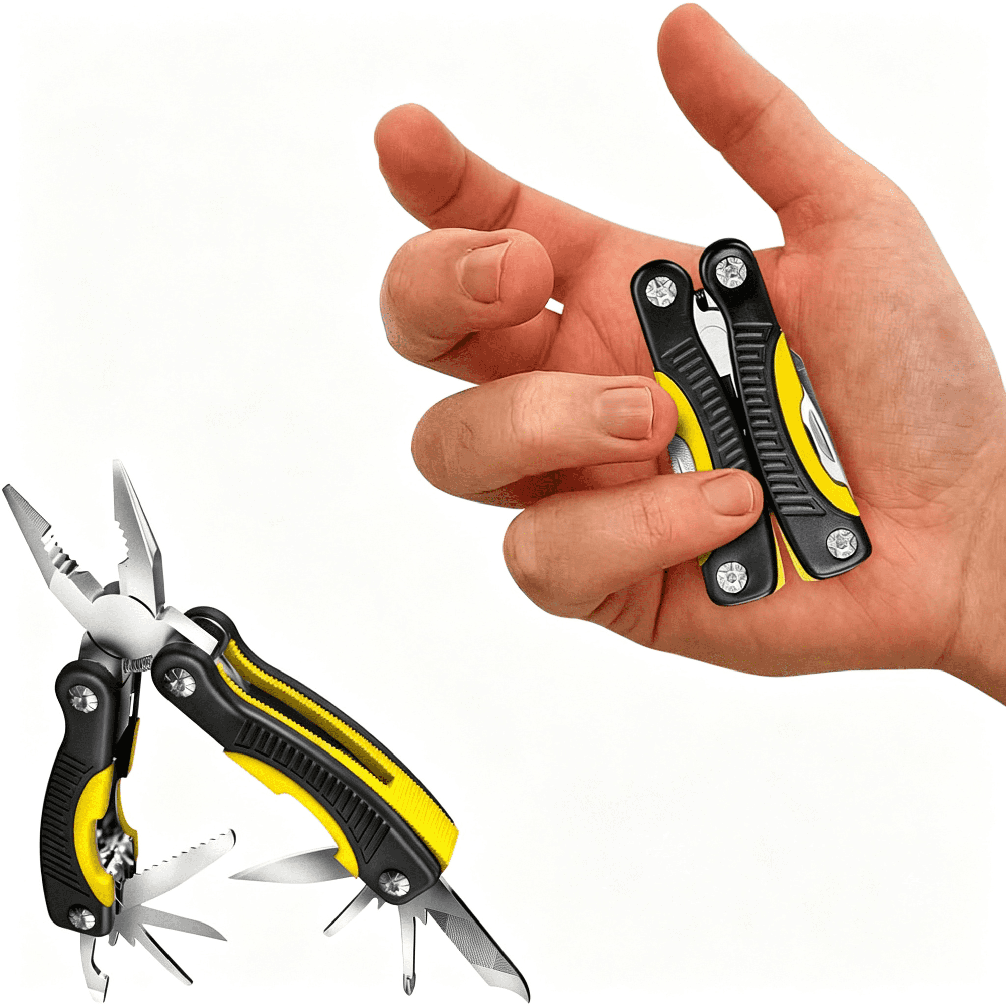 KASIU Mini Multitool Knife 12 in 1 Small Pocket Multi Tool with Knife and Pliers - Best Small Multi Purpose All in One Utility for Men & Women - Best Gear Accessory for Edc Work Camping