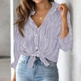 thumbnail image 2 of Aocisk Striped Button Down Shirts for Women Dressy Casual Long Sleeve Shirts Loose Fit V Neck Business Work Tunic Top Spring Cardigan Top with Pocket, 2 of 5