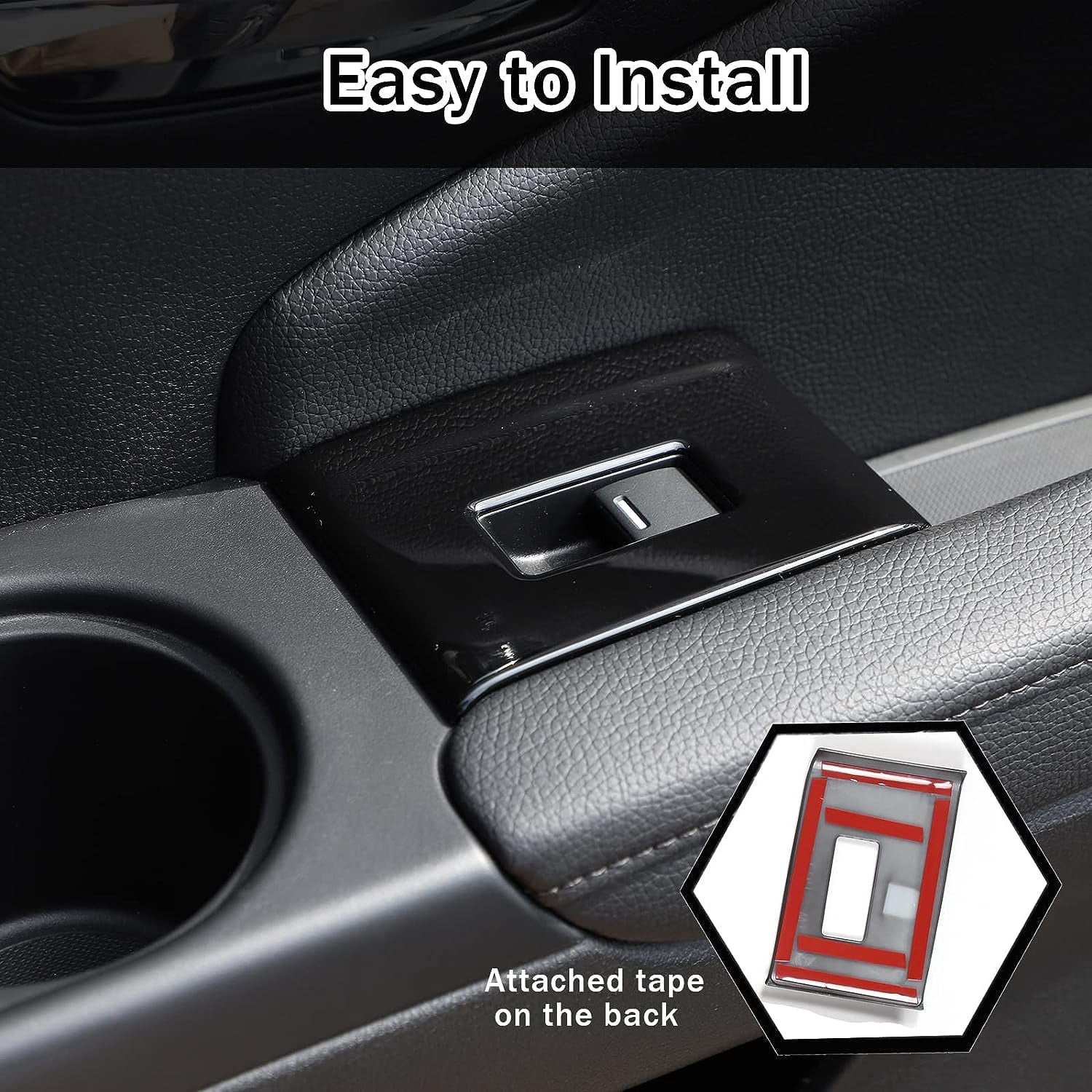 TINKI 4PCS Window Lift Switch Panel Frame Cover Trim for Honda Pilot 2016-2022/ Passport 2019-2023, ABS Material Car Door Window Glasses Lifter Button Decoration Accessories