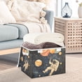 thumbnail image 3 of Yayeee Collapsible Cube Storage Bin with Lid Fabric Closet Decorative Basket with Handles, Retro Watercolor Planet, 3 of 7