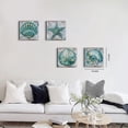 thumbnail image 3 of Teal Beach Wall Art Vintage Seashell Starfish Wall Decor Aqua Blue Bathroom Decor Coastal Kitchen Artwork Rustic Nautical Conch Sea Shells Canvas Pictures Bedroom Restroom Home Decorations 12x12" 4Pcs, 3 of 6