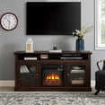 thumbnail image 3 of TV Stand with Electric Fireplace: Rustic Wood Entertainment Center for 65 Inch TV | Spacious Tall TV Cabinet with Adjustable Shelves and Storage Console for Living Room - Brown, 3 of 13