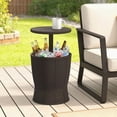 thumbnail image 2 of Outsunny Outdoor Cooler Table, 11 Gallon Patio Cooler Side Table, Brown, 2 of 10