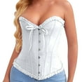 thumbnail image 3 of NMMUED Medieval Costume Women Renaissance Costume Women Medieval Corset Off Shoulder Corset Top Halloween Costumes Women Lace Corset Tops for Women Gothic Clothes for Women White M, 3 of 9