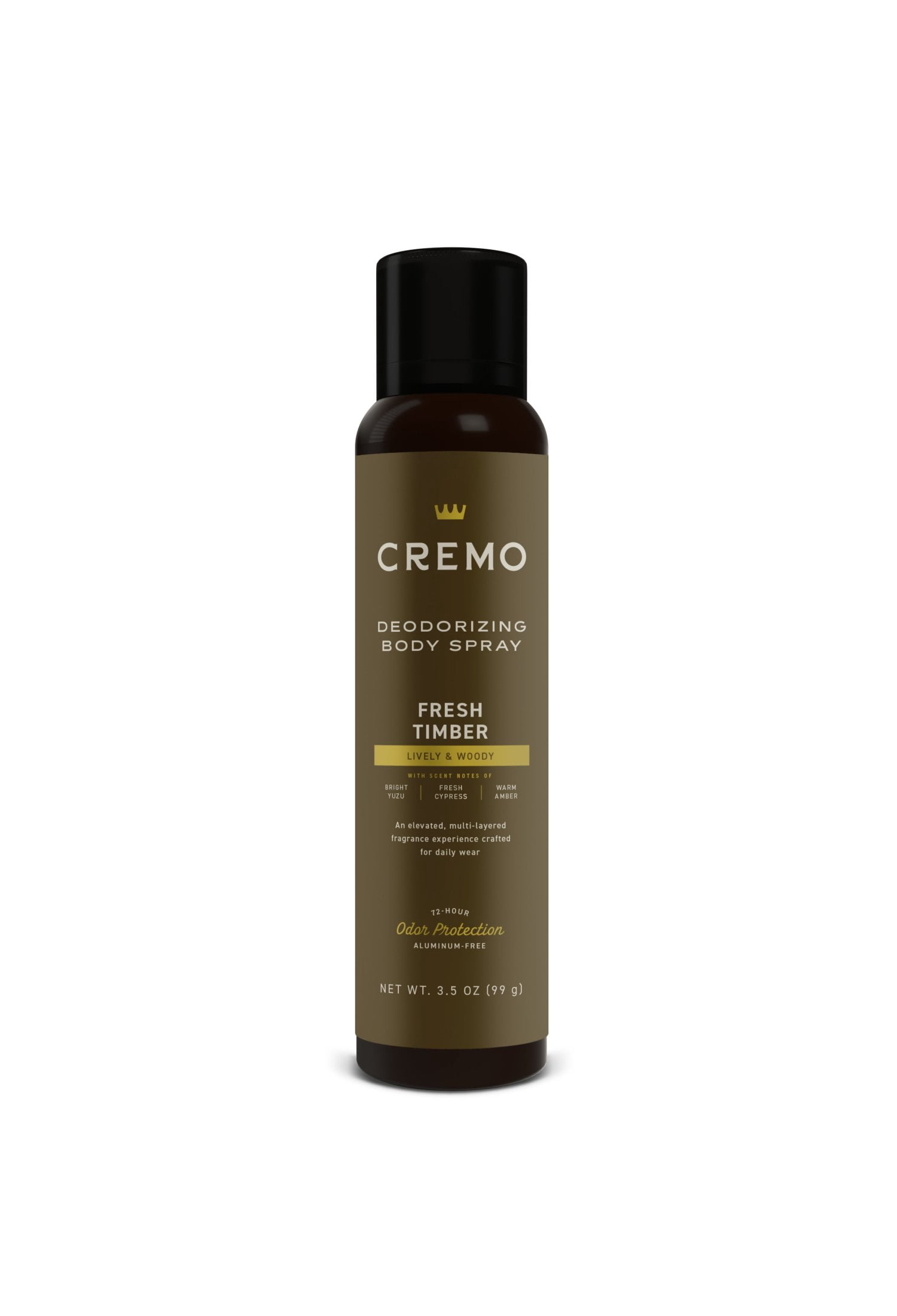 Cremo Body Spray Deodorant for Men, Fresh Timber Scent, 3.5 oz