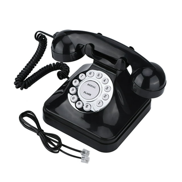 Teléfono fijo retro WX-3011 de plástico multifunción negro vintage con cable