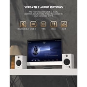 Ortiza 60W Computer Speakers for Gaming and Music, Active Bluetooth 5.3, Stereo 2.0 Speakers for Desktop PC Monitor or Laptop, Surround Sound Speaker, 3.5 mm Aux RCA Input, USB-Powered, 1 Pair, White