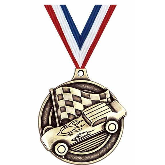 Pinewood Derby Medals, 2" Gold Diecast Pinewood Derby Medal Award 1 Pack