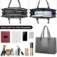 thumbnail image 2 of Laptop Bag for Women 15.6 Inch Laptop Tote Bag Leather Classy Computer Briefcase for Work Waterproof Handbag Professional Shoulder Bag Women Business Office Bag Large Capacity Black, 2 of 12