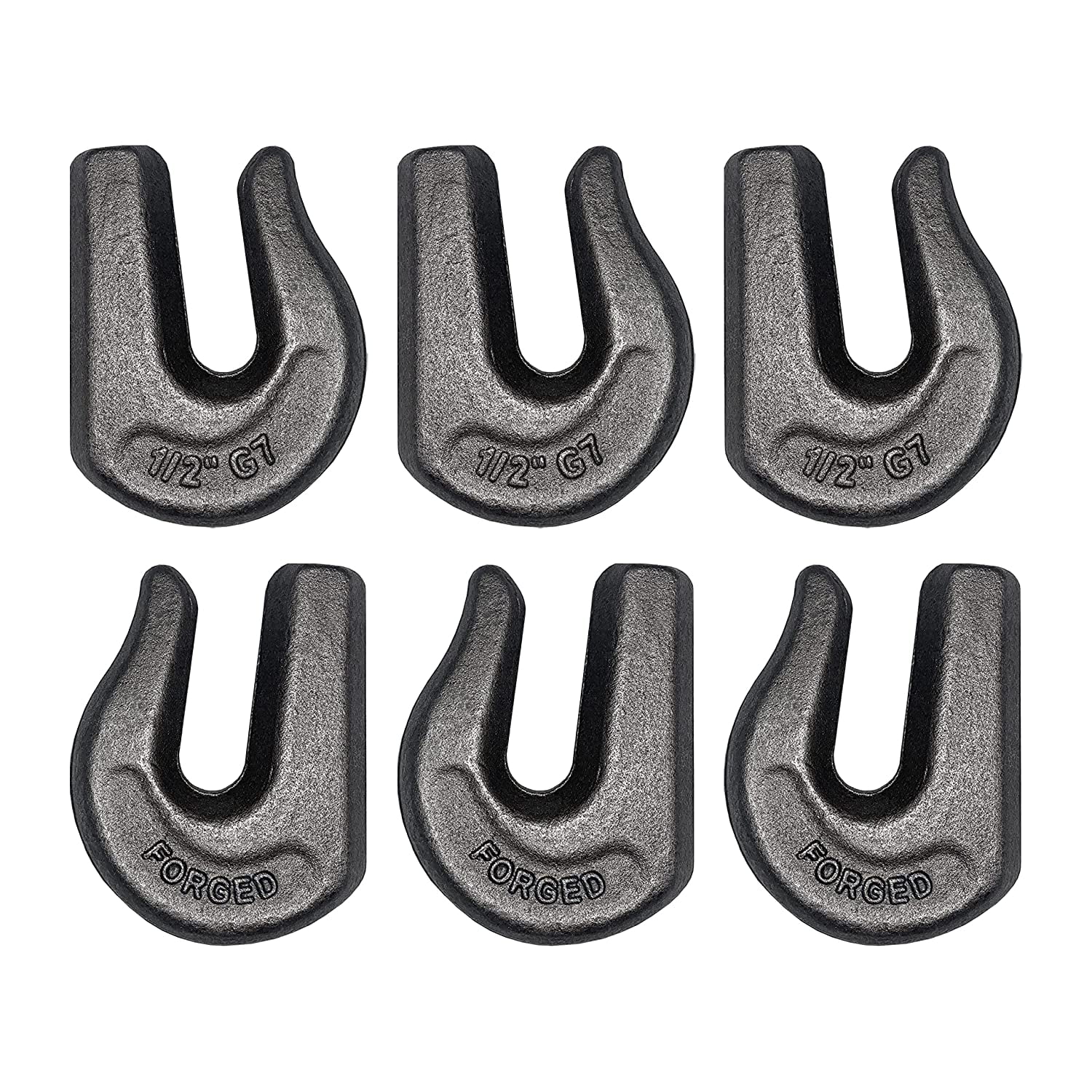 6 Pack Heavy Duty 1/2" Weld On Grab Hook, Grade 70 Clevis Chain Hook