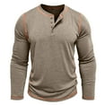 thumbnail image 2 of Yaoyar Long Sleeve Henley Shirts for Men - Casual Fashion Solid Color Crew Neck Men's Full Sleeve Tshirts Stretch T-shirt Tops,Khaki,XL, 2 of 9