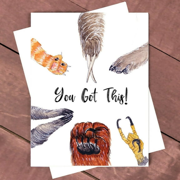 You Got This! Encouragement Greeting Card – Colorful Animal Paws Design – Blank Inside for Personal Messages – Perfect for Friends, Family, or Any Occasion